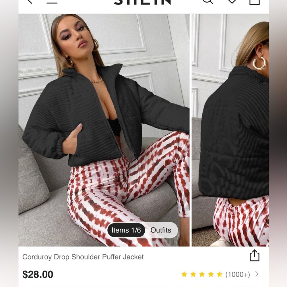 SHEIN black puffer jacket